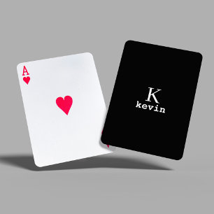 Schwarzes und weißes personalisiertes Monogramm Na Spielkarten
