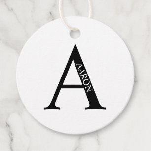 Schwarzes und Weißes Personalisiertes Monogramm un Geschenkanhänger