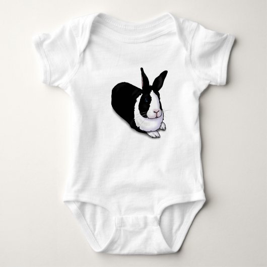 Schwarzes und weißes Rabbit Baby Strampler (Vorderseite)