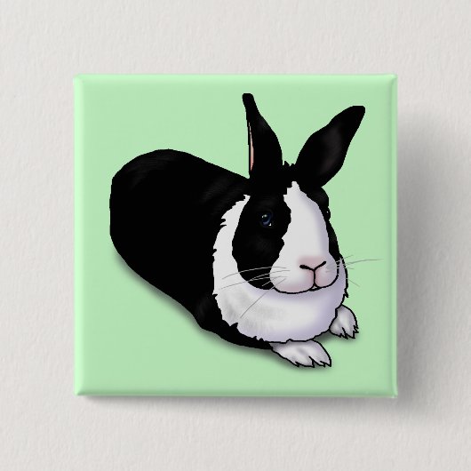 Schwarzes und weißes Rabbit Button (Vorderseite)