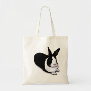 Schwarzes und weißes Rabbit Tragetasche
