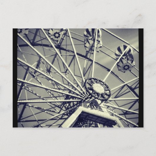 Schwarzes und weißes Riesenrad Postkarte (Vorderseite)