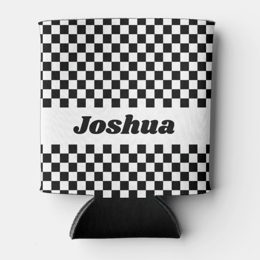 Schwarzes und weißes Schachbrett Dosenkühler (Vorderseite)