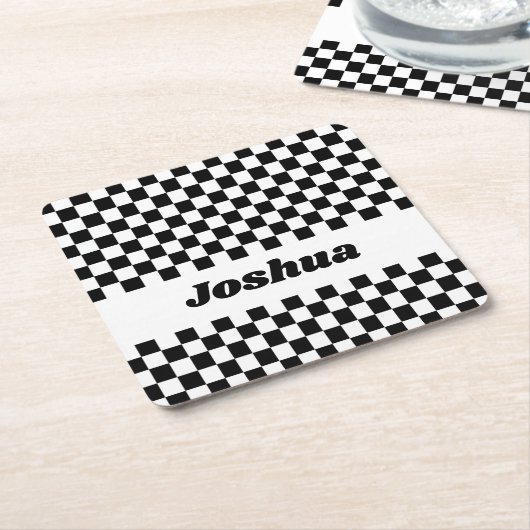 Schwarzes und weißes Schachbrett Rechteckiger Pappuntersetzer (angewinkelt)