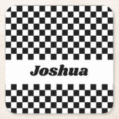 Schwarzes und weißes Schachbrett Rechteckiger Pappuntersetzer (Vorderseite)