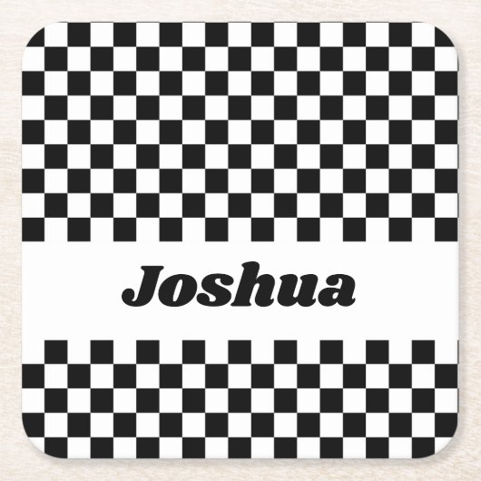 Schwarzes und weißes Schachbrett Rechteckiger Pappuntersetzer (Vorderseite)