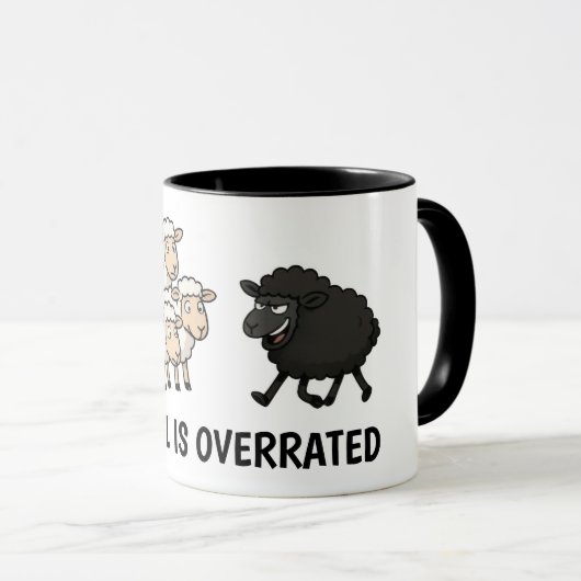 Schwarzes und weißes Schaf Tasse (VorderseiteRechts)