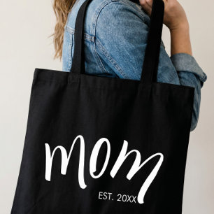 Schwarzes und weißes Skript Mom Established Elegan Tasche