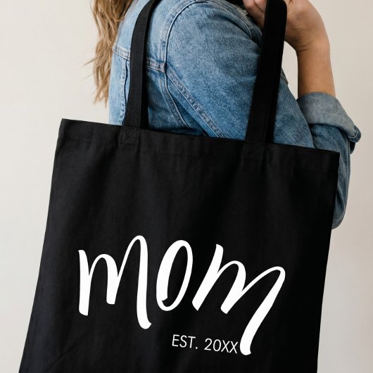 Schwarzes und weißes Skript Mom Established Elegan Tasche