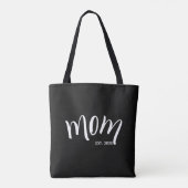 Schwarzes und weißes Skript Mom Established Elegan Tasche (Rückseite)