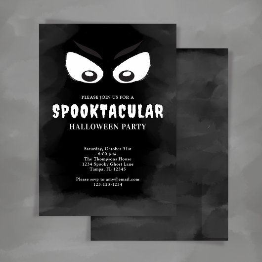 Schwarzes und weißes Spooktacular-Halloween-Party Einladung