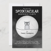 Schwarzes und weißes Spooktacular Owl Halloween-Pa Einladung (Vorderseite)