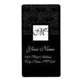 SCHWARZES UND WEISSES SQUARE-DAMASK-MONOGRAMM (Vorne)