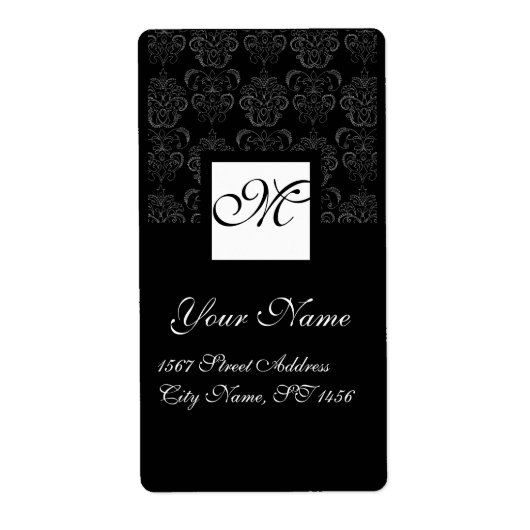 SCHWARZES UND WEISSES SQUARE-DAMASK-MONOGRAMM (Vorne)