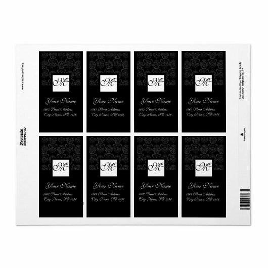 SCHWARZES UND WEISSES SQUARE-DAMASK-MONOGRAMM (Vorne)