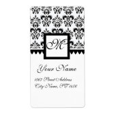 SCHWARZES UND WEISSES SQUARE-DAMASK-MONOGRAMM, (Vorne)