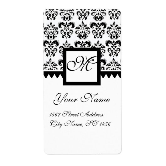 SCHWARZES UND WEISSES SQUARE-DAMASK-MONOGRAMM, (Vorne)