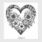 Schwarzes und weißes Stammesherz Aufkleber (Blatt)