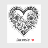 Schwarzes und weißes Stammesherz Aufkleber (Blatt)