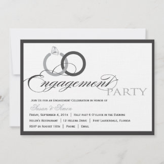 Schwarzes und WhitemScript Verlobungs-Party Einladung