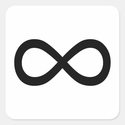 Schwarzes Unendlichkeitssymbol Quadratischer Aufkleber (Vorderseite)