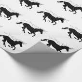 Schwarzes Unicorn-Silhouette-Verpackungspapier Geschenkpapier (Ecke)