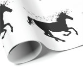 Schwarzes Unicorn-Silhouette-Verpackungspapier Geschenkpapier (Rolleneckpunkt)
