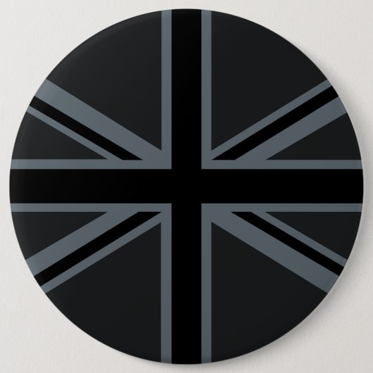 Schwarzes Union Jack Flaggen-Design Button (Vorderseite)