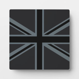 Schwarzes Union Jack Flaggen-Design Fotoplatte