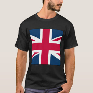 Schwarzes Union Jack T-Shirt große quadratische Ve