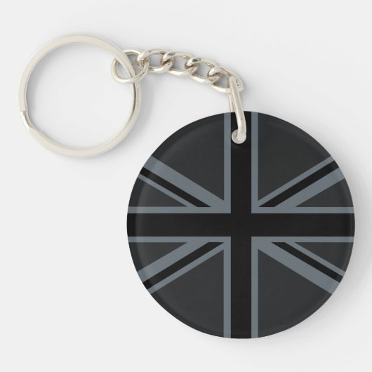 Schwarzes Union Jack UK-Flaggen-Design Schlüsselanhänger (Vorderseite)