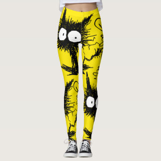 Schwarzes Unkempt Kätzchen GabiGabi Gelb Leggings