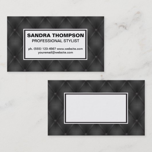 Schwarzes Upholsteres Gewebe Visitenkarte (Vorne/Hinten)