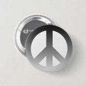 Schwarzes verblassen CND Friedenssymbol auf Weiß Button (Vorne & Hinten)