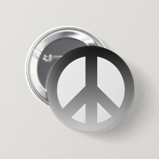 Schwarzes verblassen CND Friedenssymbol auf Weiß Button (Vorne & Hinten)