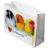 Schwarzes verdeckter fischer Lutino Pfirsich Große Geschenktüte (Rückseite Schrägansicht)