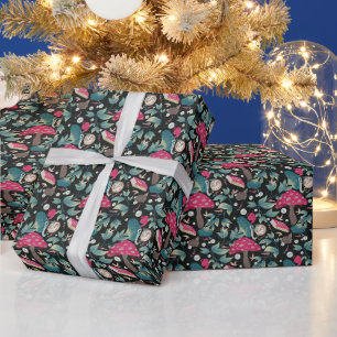 Schwarzes Vintage Cottagecore Geschenkpapier