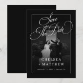Schwarzes Vintage-Foto dunkle Hochzeit Save The Date (Vorne/Hinten)