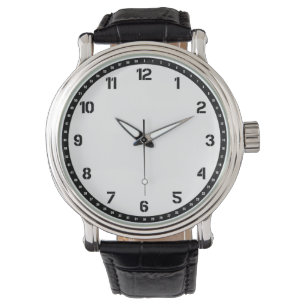 Schwarzes Vintage-Leder Armbanduhr