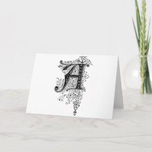 Schwarzes Vintage-Monogramm A mit floralen Schwüng