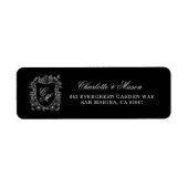 Schwarzes Vintage-Wappen-Monogramm-Rücksendeadress (Vorne)
