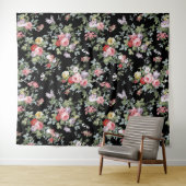 Schwarzes Vintages Blumenband Wandteppich (Beispiel (Horizontal))