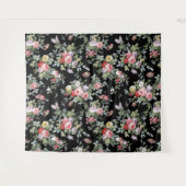 Schwarzes Vintages Blumenband Wandteppich (Vorderseite (Horizontal))