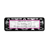 Schwarzes Vintages Damaskotel, rosa und silberfarb (Vorne)