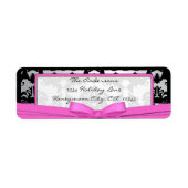 Schwarzes Vintages Damaskotel, rosa und silberfarb (Vorne)