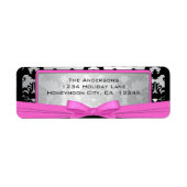 Schwarzes Vintages Damaskotel, rosa und silberfarb (Vorne)