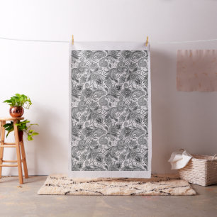 Schwarzes Vintages ethnisches Paisley-Muster Stoff