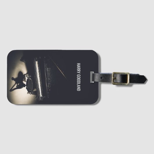 Schwarzes Vintages Flügel Gepäckanhänger (Vorderseite (Horizontal))