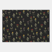 Schwarzes Vintages Frühjahrsmuster Wildblume Geschenkpapier Set (Vorderseite)