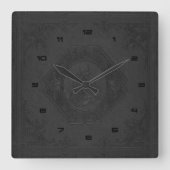 Schwarzes Vintages Leder gerahmter Pferdekopf Quadratische Wanduhr (Vorderseite)